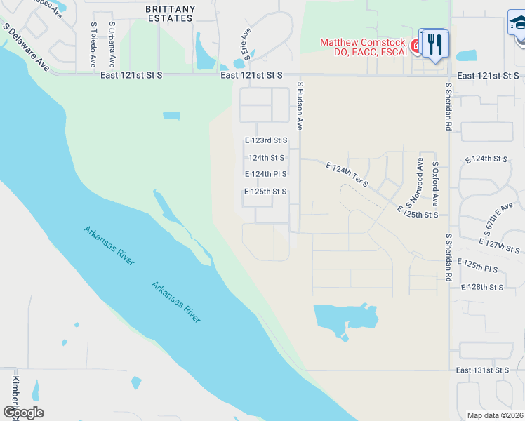 map of restaurants, bars, coffee shops, grocery stores, and more near 5400 E 122 PL S in Bixby