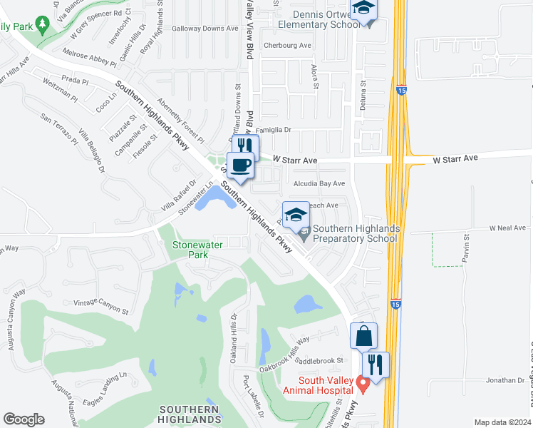 map of restaurants, bars, coffee shops, grocery stores, and more near 11449 Rock Cove Way in Las Vegas