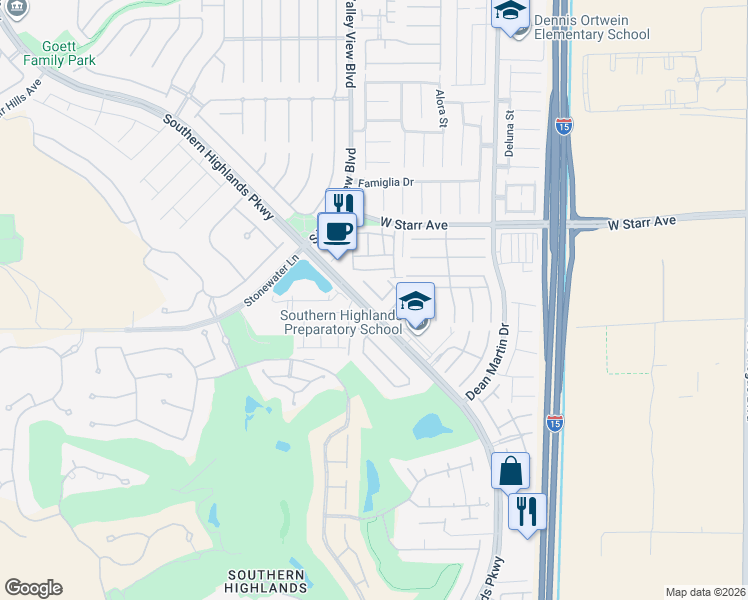 map of restaurants, bars, coffee shops, grocery stores, and more near 11449 Rock Cove Way in Las Vegas
