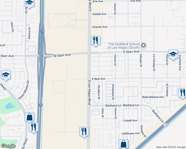 map of restaurants, bars, coffee shops, grocery stores, and more near 26 Kaku Ridge Way in Las Vegas