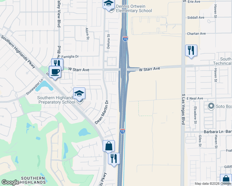 map of restaurants, bars, coffee shops, grocery stores, and more near Las Vegas Fwy in Las Vegas
