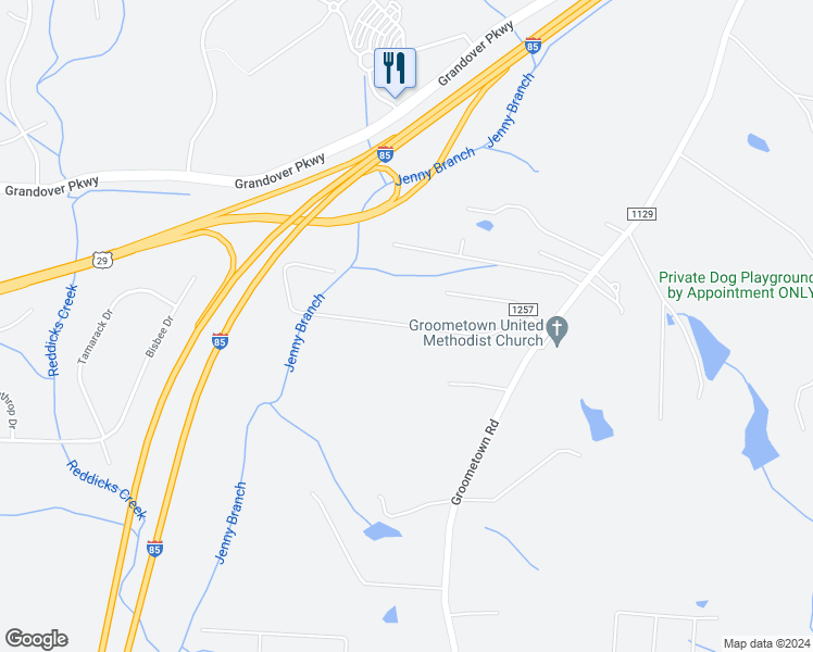 map of restaurants, bars, coffee shops, grocery stores, and more near 4001 Southview Drive in Greensboro