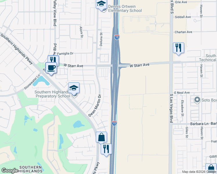map of restaurants, bars, coffee shops, grocery stores, and more near 3032 Cipro Avenue in Las Vegas