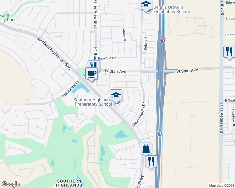 map of restaurants, bars, coffee shops, grocery stores, and more near 11441 Roncat Court in Las Vegas