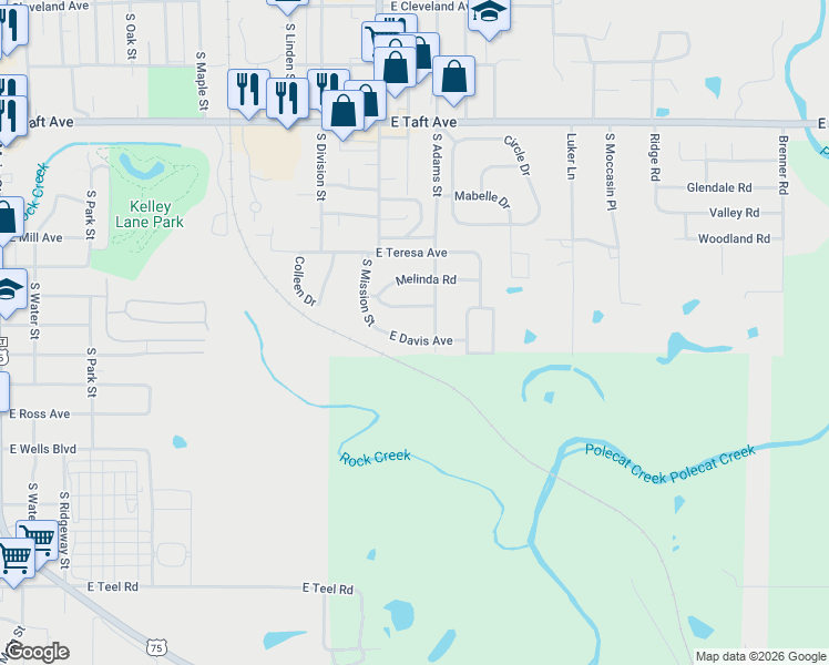 map of restaurants, bars, coffee shops, grocery stores, and more near 1131 East Davis Avenue in Sapulpa