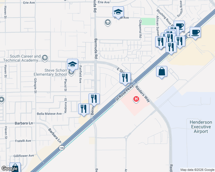 map of restaurants, bars, coffee shops, grocery stores, and more near 1296 Jaya Peak Court in Henderson