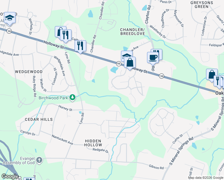 map of restaurants, bars, coffee shops, grocery stores, and more near 5 Cornstalk Ct in Durham