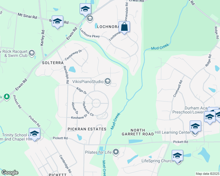 map of restaurants, bars, coffee shops, grocery stores, and more near 3718 Albritton Drive in Durham