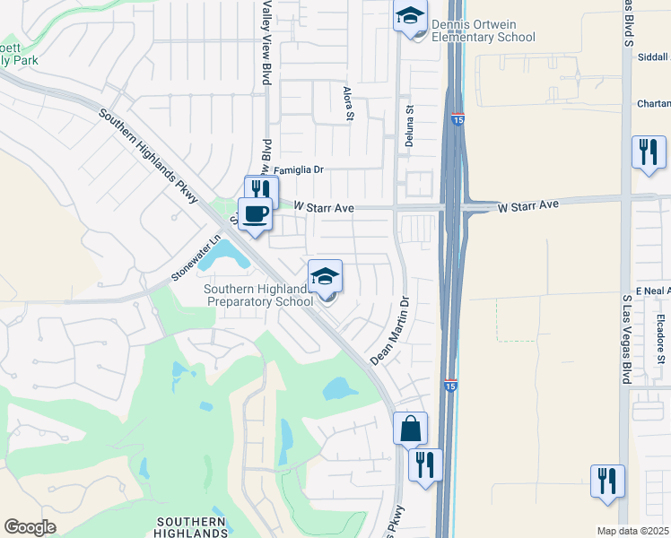 map of restaurants, bars, coffee shops, grocery stores, and more near 11441 Roncat Court in Las Vegas