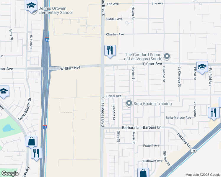 map of restaurants, bars, coffee shops, grocery stores, and more near 39 Arcturus Ridge Way in Las Vegas