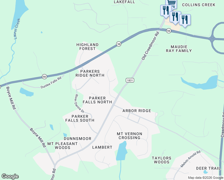 map of restaurants, bars, coffee shops, grocery stores, and more near 12900 Grovehurst Drive in Raleigh