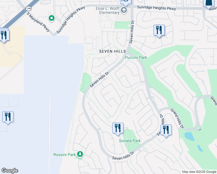map of restaurants, bars, coffee shops, grocery stores, and more near 3072 Misty Moon Avenue in Henderson