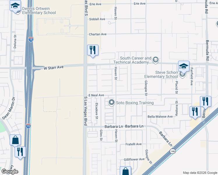 map of restaurants, bars, coffee shops, grocery stores, and more near 11422 Quantum Brooks Street in Las Vegas
