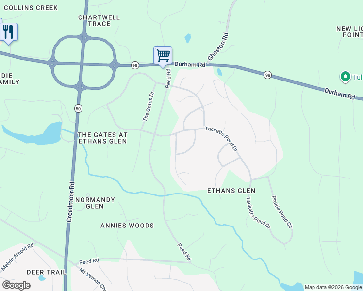 map of restaurants, bars, coffee shops, grocery stores, and more near 1016 Settlers Ridge Lane in Raleigh