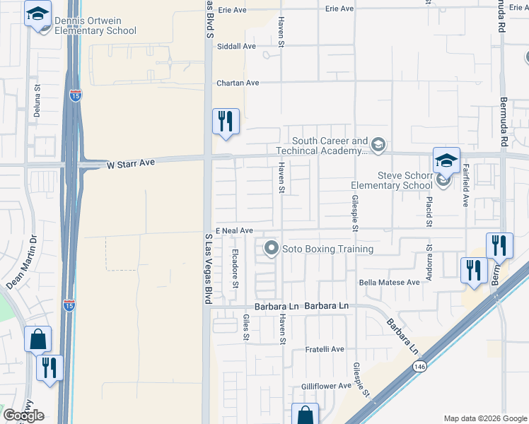 map of restaurants, bars, coffee shops, grocery stores, and more near 11422 Quantum Brooks Street in Las Vegas