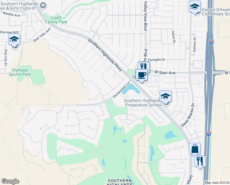 map of restaurants, bars, coffee shops, grocery stores, and more near 4095 Villa Rafael Drive in Las Vegas
