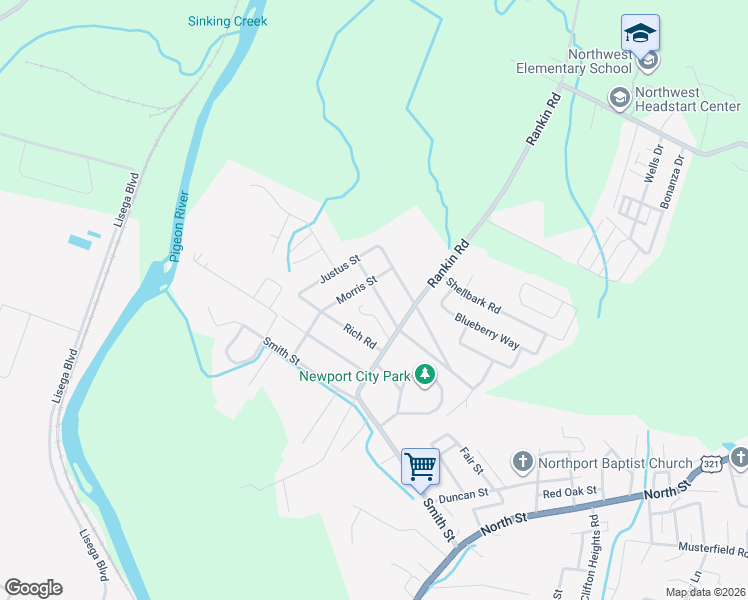 map of restaurants, bars, coffee shops, grocery stores, and more near 343 Tedder Drive in Newport