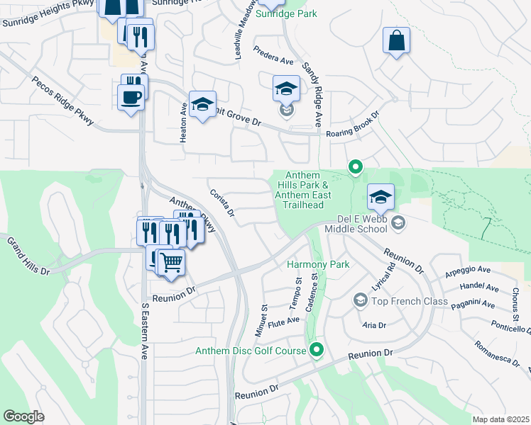 map of restaurants, bars, coffee shops, grocery stores, and more near 2413 Taragato Avenue in Henderson