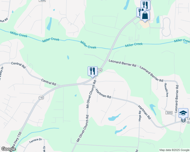 map of restaurants, bars, coffee shops, grocery stores, and more near 8410 North North Carolina Highway 150 in Lexington