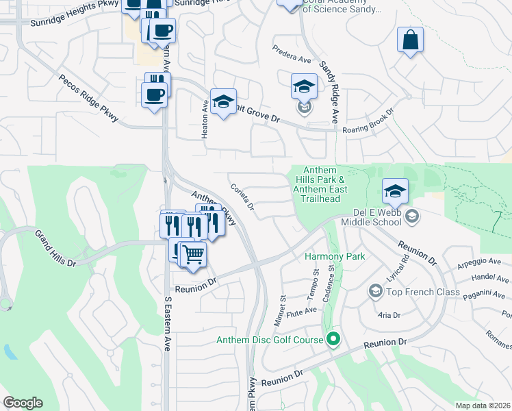 map of restaurants, bars, coffee shops, grocery stores, and more near 2429 Taragato Avenue in Henderson