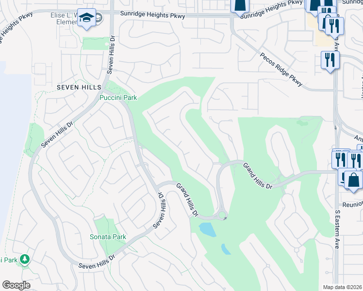 map of restaurants, bars, coffee shops, grocery stores, and more near 1292 Panini Drive in Henderson