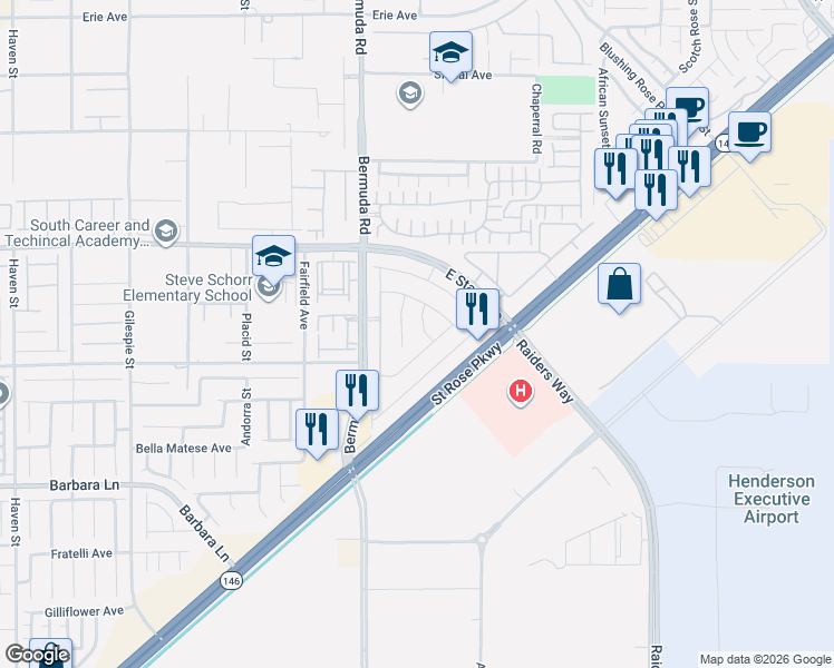 map of restaurants, bars, coffee shops, grocery stores, and more near 3758 Rosy Carina Place in Henderson