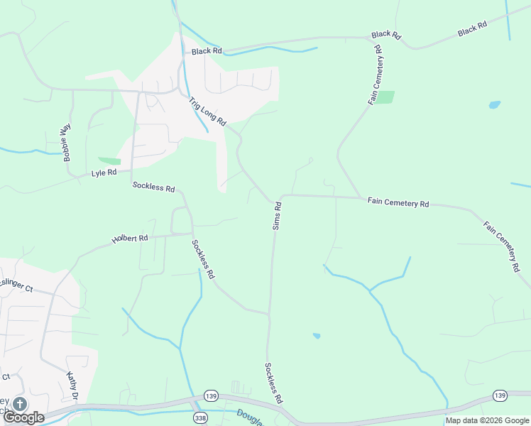 map of restaurants, bars, coffee shops, grocery stores, and more near 2075 Sims Road in Dandridge