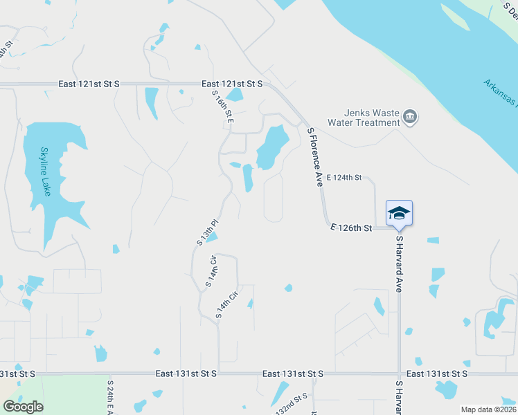 map of restaurants, bars, coffee shops, grocery stores, and more near 12515 South 18th Circle East in Jenks