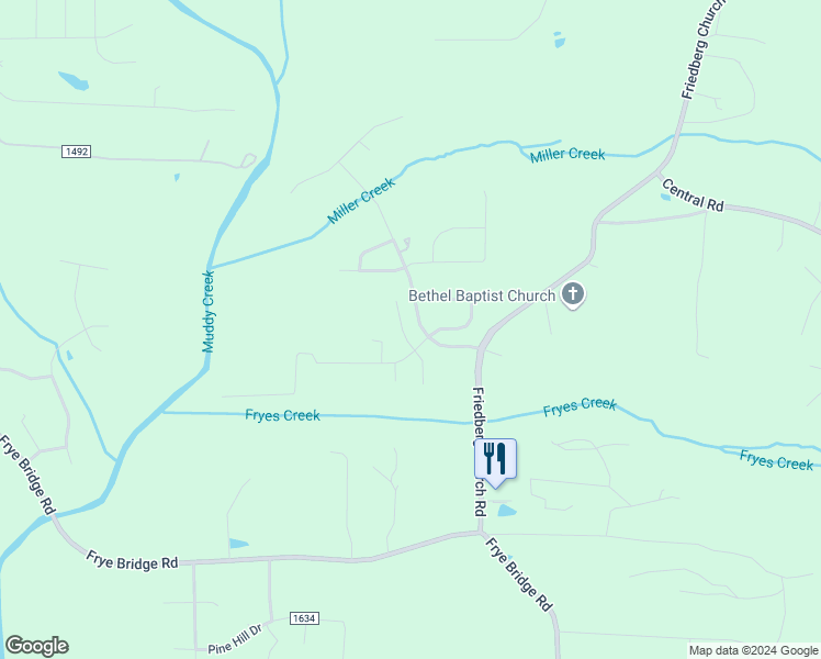 map of restaurants, bars, coffee shops, grocery stores, and more near 136 Creeks Edge Court in Clemmons