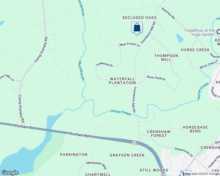 map of restaurants, bars, coffee shops, grocery stores, and more near 7401 Tynewind Drive in Wake Forest