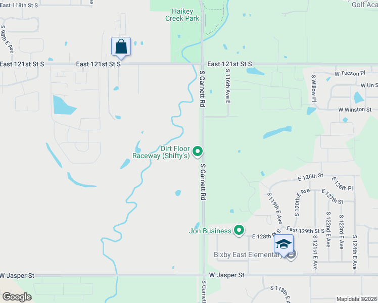 map of restaurants, bars, coffee shops, grocery stores, and more near 12462-12600 South Garnett Road in Broken Arrow