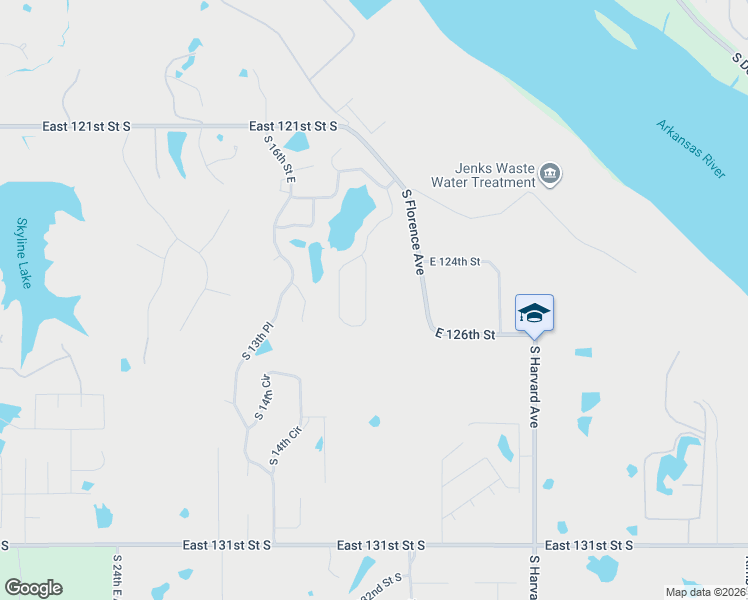 map of restaurants, bars, coffee shops, grocery stores, and more near 12532 South 18th Circle East in Jenks