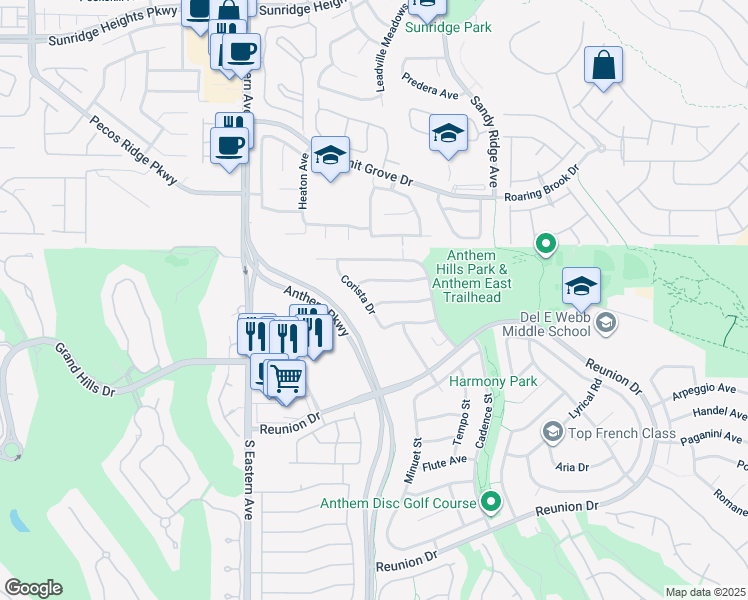 map of restaurants, bars, coffee shops, grocery stores, and more near 2429 Taragato Avenue in Henderson