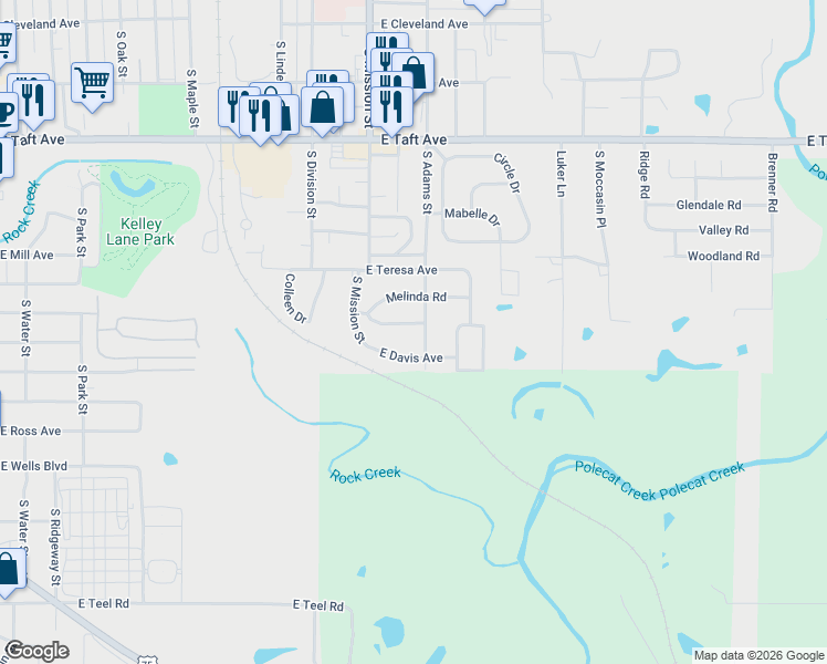 map of restaurants, bars, coffee shops, grocery stores, and more near 1131 East Davis Avenue in Sapulpa