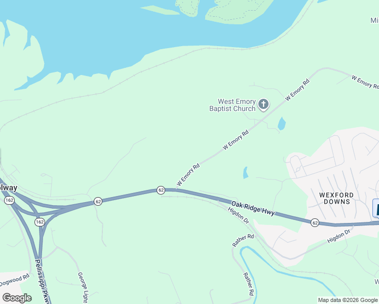 map of restaurants, bars, coffee shops, grocery stores, and more near 10021 West Emory Road in Knoxville