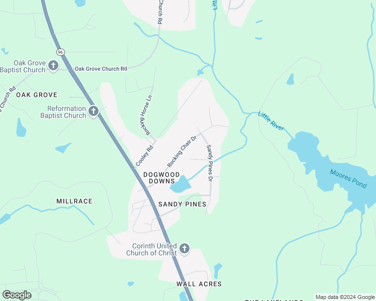map of restaurants, bars, coffee shops, grocery stores, and more near 5836 Rocking Chair Drive in Youngsville