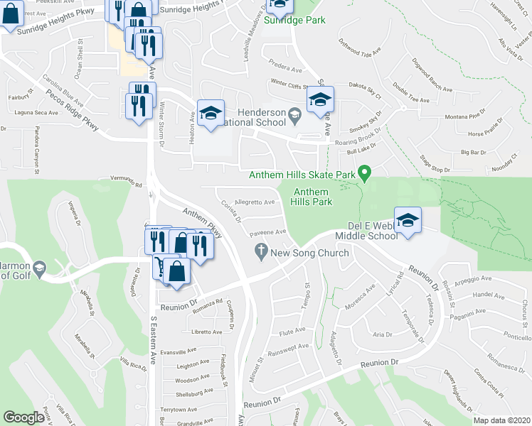 map of restaurants, bars, coffee shops, grocery stores, and more near 2413 Taragato Avenue in Henderson