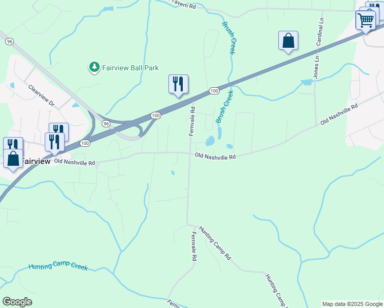 map of restaurants, bars, coffee shops, grocery stores, and more near 7210 Fernvale Road in Fairview