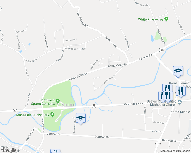 map of restaurants, bars, coffee shops, grocery stores, and more near 3451 Meadow Top Lane in Knoxville