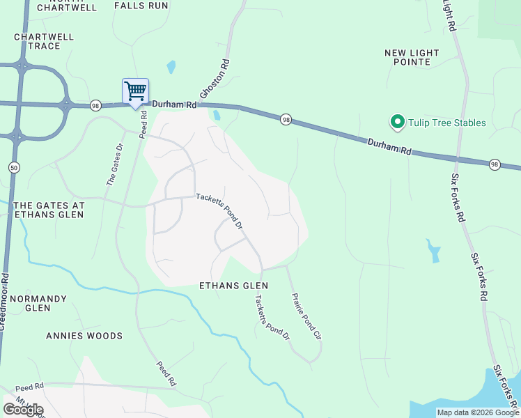 map of restaurants, bars, coffee shops, grocery stores, and more near 12301 Marsh Field Drive in Raleigh