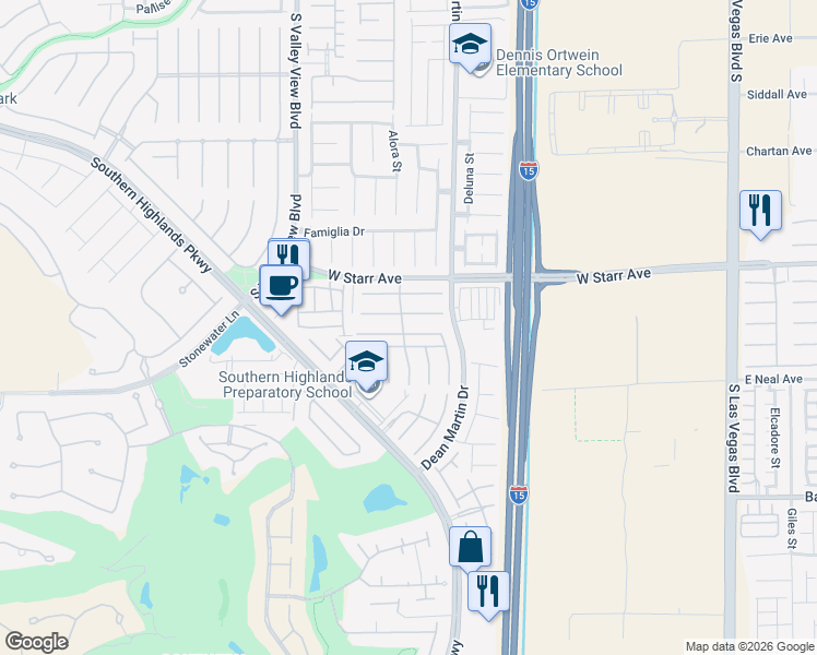 map of restaurants, bars, coffee shops, grocery stores, and more near 3390 Cupecoy Point Avenue in Las Vegas