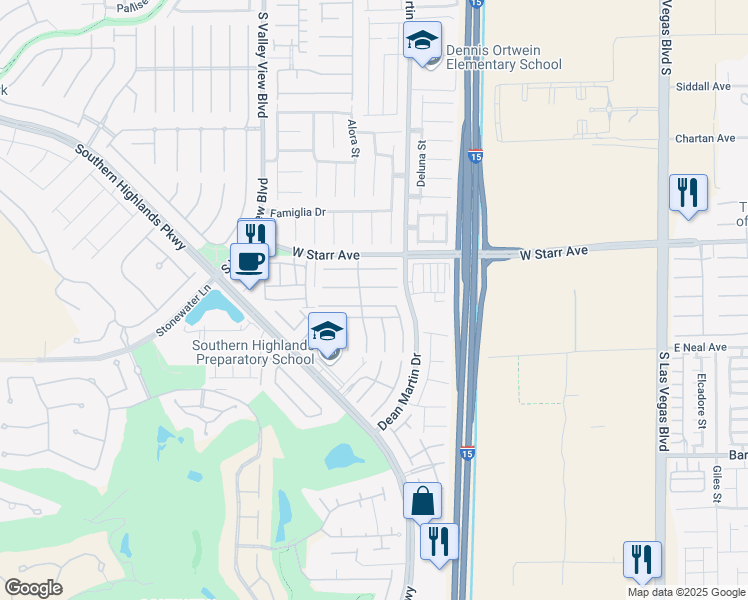 map of restaurants, bars, coffee shops, grocery stores, and more near 3358 Cupecoy Point Avenue in Las Vegas