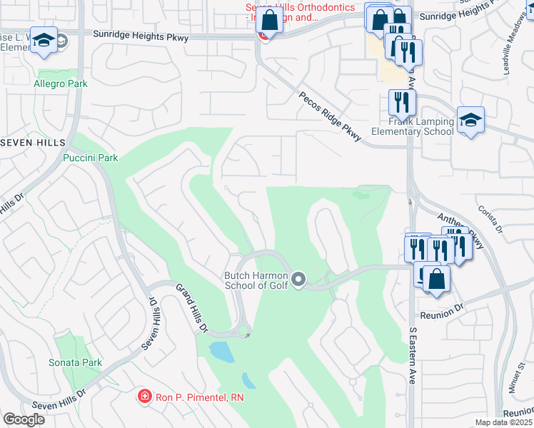 map of restaurants, bars, coffee shops, grocery stores, and more near 1320 Villa Barolo Avenue in Henderson