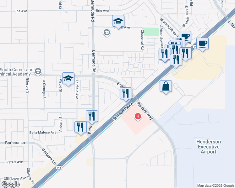 map of restaurants, bars, coffee shops, grocery stores, and more near 3762 Rosy Carina Place in Henderson