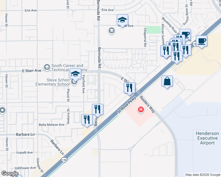 map of restaurants, bars, coffee shops, grocery stores, and more near 3782 Rosy Carina Place in Henderson