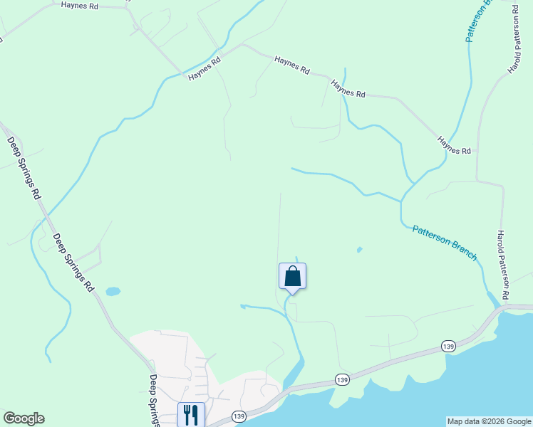 map of restaurants, bars, coffee shops, grocery stores, and more near 2169 Ranch Road in Dandridge