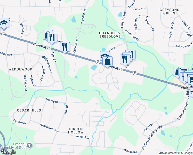 map of restaurants, bars, coffee shops, grocery stores, and more near 18 Pumpkin PIace in Durham