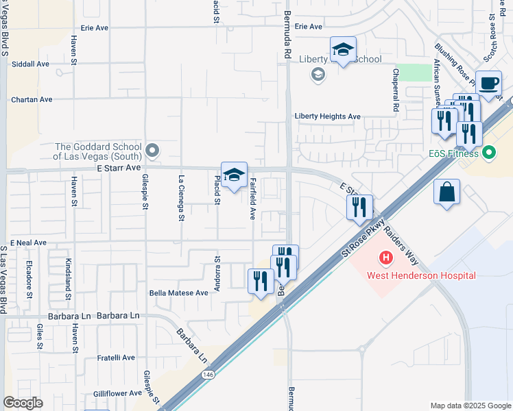 map of restaurants, bars, coffee shops, grocery stores, and more near 1019 Fairfield Avenue in Henderson
