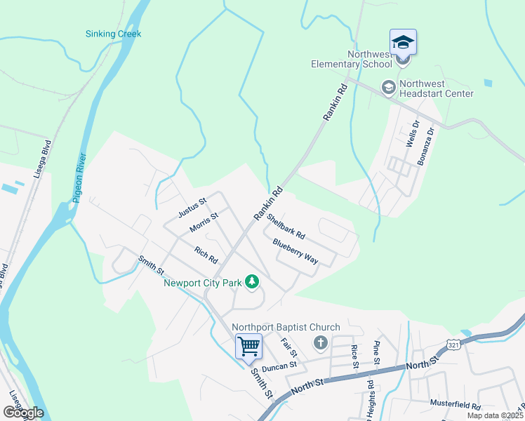 map of restaurants, bars, coffee shops, grocery stores, and more near Rankin Road in Newport
