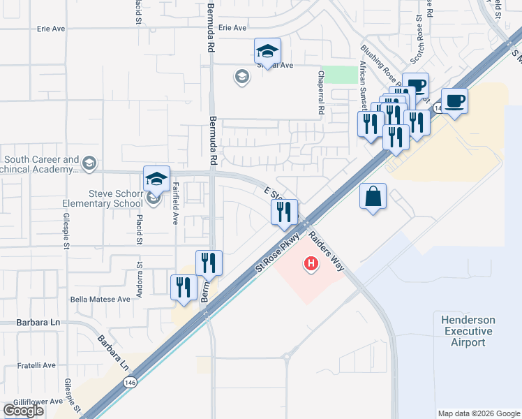 map of restaurants, bars, coffee shops, grocery stores, and more near 3762 Rosy Carina Place in Henderson